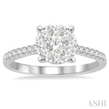 3/4 Ctw Round Cut Lovebright Diamond Ring in 14K White Gold