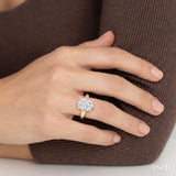 1/2 Ctw Knife Edge Shank Oval Shaped Lovebright Round Cut Diamond Ring in 14K Yellow and White Gold