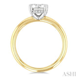 1/2 Ctw Lovebright Oval Shape Round Cut Diamond Cluster Ring in 14K Yellow and White Gold