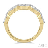 1 1/2 Ctw 5-Stone Lovebright Round Cut Diamond Band in 14K Yellow and White Gold