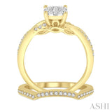 5/8 Ctw Round Cut Diamond Lovebright Bridal Set with 1/2 Ctw Engagement Ring and 1/6 Ctw Wedding Band in 14K Yellow and White Gold