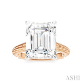 1/8 Ctw Emerald Shape Round Cut Diamond Akari Wheat Shank Semi-Mount Engagement Ring in 14K Rose and White Gold
