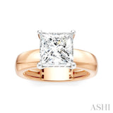 1/10 Ctw Princess Shape Round Cut Diamond Semi-Mount Engagement Ring in 14K Rose and White Gold