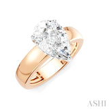1/10 Ctw Pear Shape Round Cut Diamond Semi-Mount Engagement Ring in 14K Rose and White Gold