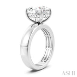 1/10 Ctw Oval Shape Round Cut Diamond Semi-Mount Engagement Ring in 14K White Gold