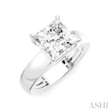 1/10 Ctw Princess Shape Round Cut Diamond Semi-Mount Engagement Ring in 14K White Gold