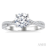 1/3 Ctw Split Criss Cross Round Cut Diamond Semi-Mount Engagement Ring in 14K White Gold