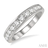 3/4 Ctw Channel Set 11 Stone Round Cut Diamond Wedding Band in 14K White Gold