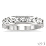3/4 Ctw Channel Set 11 Stone Round Cut Diamond Wedding Band in 14K White Gold