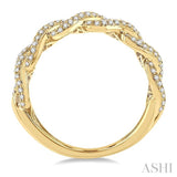 1/2 Ctw Free Form Round Cut Diamond Cuban Ladies Ring in 14K Yellow Gold