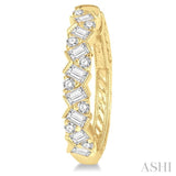 1 Ctw Zigzag Baguette and Round Cut Diamond Hoop Earrings in 14K Yellow Gold