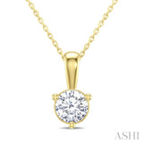 1/4 Ctw Round Cut Diamond Martini Solitaire Pendant With Chain in 14K Yellow Gold