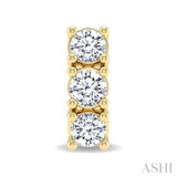 1/4 Ctw 3-Stone Round Cut Diamond Fashion Earrings in 14K Yellow Gold