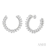 3/4 Ctw Graduated Baguette Diamond Hoop Earrings in 14K White Gold