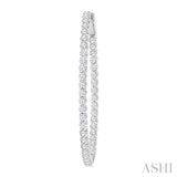 3 Ctw Inside-Out Round Cut Diamond 1/2-Inch Oval Hoop Earrings in 14K White Gold