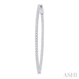 1 Ctw Inside-Out Round Cut Diamond 1/2-Inch Oval Hoop Earrings in 14K White Gold