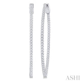 1 Ctw Inside-Out Round Cut Diamond 1/2-Inch Oval Hoop Earrings in 14K White Gold