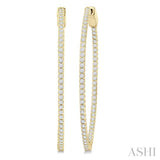 1 Ctw Inside-Out Round Cut Diamond 1/2-Inch Oval Hoop Earrings in 14K Yellow Gold