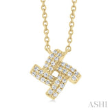 1/8 Ctw Petite Pinwheel Round Cut Diamond Fashion Pendant With Chain in 10K Yellow Gold