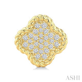1/5 Ctw Round Cut Diamond Rope Border Clover Motif Fashion Stud Earrings in 10K Yellow Gold