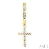 1/3 Ctw Round Cut Diamond Cross Charm Petite Fashion Huggie Earrings in 14K Yellow Gold