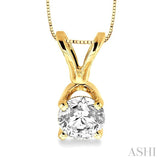 1/3 Ctw Round Cut Diamond Solitaire Pendant in 14K Yellow Gold with chain