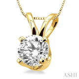 1/3 Ctw Round Cut Diamond Solitaire Pendant in 14K Yellow Gold with chain