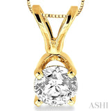 1/3 Ctw Round Cut Diamond Solitaire Pendant in 14K Yellow Gold with chain