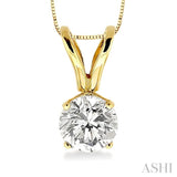 1/2 Ctw Round Cut Diamond Solitaire Pendant in 14K Yellow Gold with chain