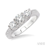 1.00 ctw Diamond Engagement Ring with 3/8 ct Round Cut Center Stone in 14K White Gold