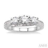 1.00 ctw Diamond Engagement Ring with 3/8 ct Round Cut Center Stone in 14K White Gold