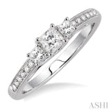 3/8 ctw Diamond Engagement Ring with 1/5 Ct Princess Cut Center Stone in 14K White Gold