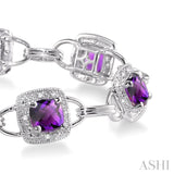 5x5 MM Cushion Shape Amethyst and 1/6 ctw Single Cut Diamond Bracelet in 10K White Gold