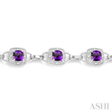 5x5 MM Cushion Shape Amethyst and 1/6 ctw Single Cut Diamond Bracelet in 10K White Gold