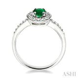 6x4 MM Oval Cut Emerald and 1/4 ctw Round Cut Diamond Ring in 14K White Gold