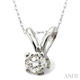 1/10 Ctw Round Cut Diamond Solitaire Pendant in 14K White Gold with Chain