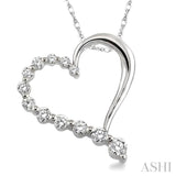 1/4 ctw Round Cut Diamond Heart Half Journey Pendant in 14K White Gold with Chain