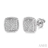 1/20 Ctw Round Cut Diamond Earrings in Sterling Silver