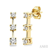 3 Stone Diamond Earrings