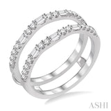 1/2 ctw Baguette and Round Cut Diamond Insert Ring in 14K White Gold