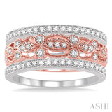 5/8 ctw Round Cut Diamond Triple Band Set in 14K Rose and White Gold