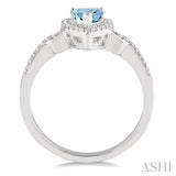 7x5 MM Pear Shape Aquamarine and 1/6 Ctw Round Cut Diamond Ring in 14K White Gold