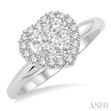 1/2 ctw Round Cut Diamond Heart Shape Lovebright Ring in 14K White Gold