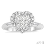 1/2 ctw Round Cut Diamond Heart Shape Lovebright Ring in 14K White Gold