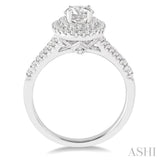 1.00 ctw Diamond Engagement Ring with 1/2 ct Oval Cut Center Stone in 14K White Gold