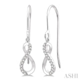 1/10 ctw Figure Eight Round Cut Diamond Infinity Petite Earrings in 10K White Gold