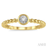 1/50 ctw Round Cut lattice Diamond Promise Ring in Ball Shape 10K Yellow Gold