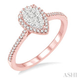 1/3 ctw Pear Shape Diamond Lovebright Ring in 14K Rose and White Gold