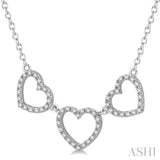 1/6 Ctw Triple Heart Round Cut Diamond Necklace in 10K White Gold