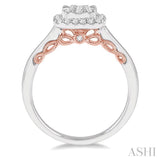 1/2 ctw Cushion Shape Lovebright Round Cut Diamond Ring in 14K White and Rose Gold